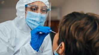 a nasal swab being taken