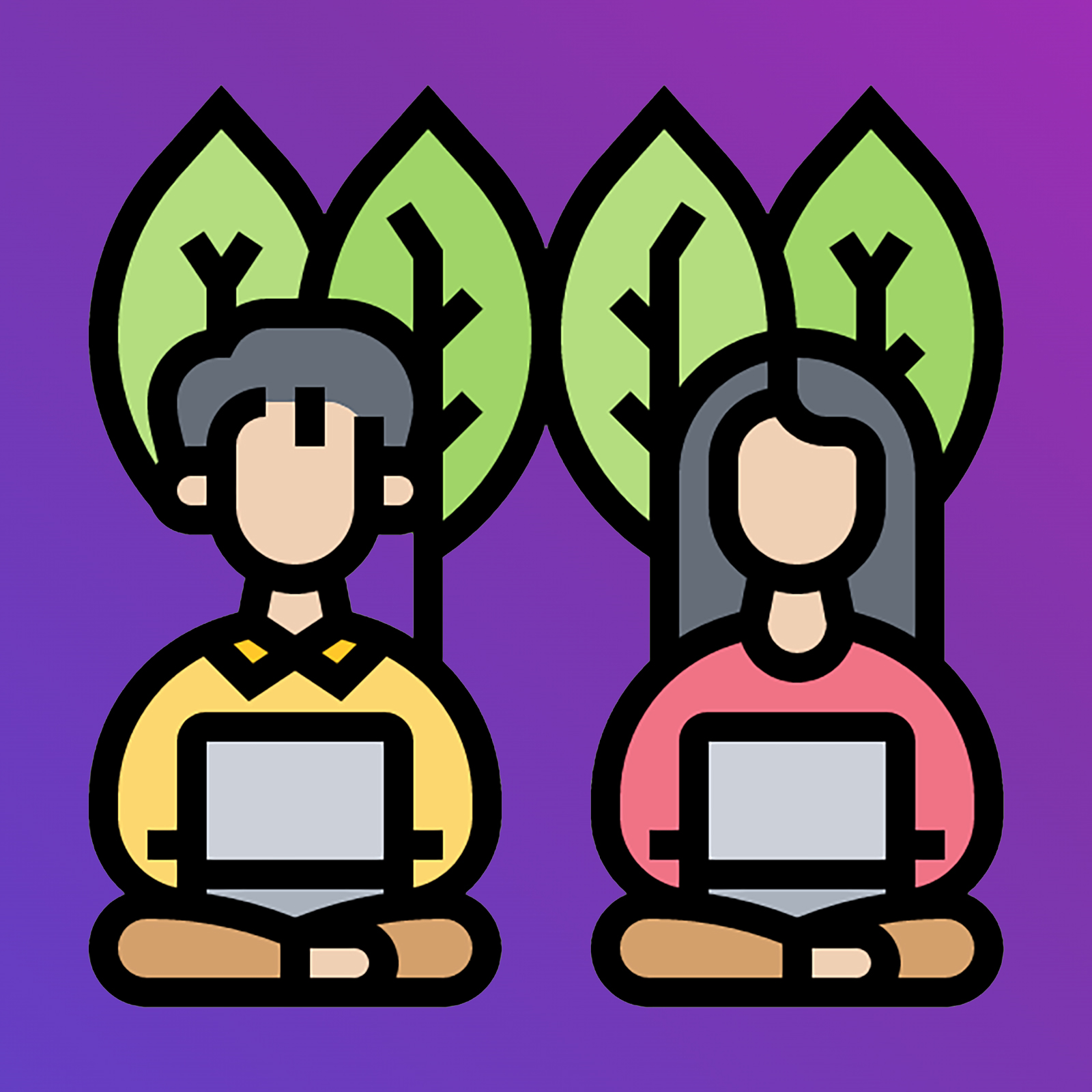 Illustration of two people on laptops
