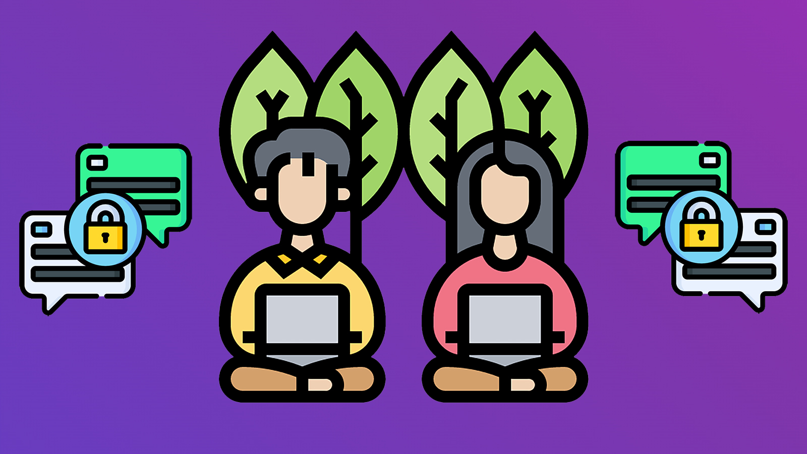 Illustration of two people on laptops