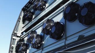 a closeup of the fans for a carbon capture system